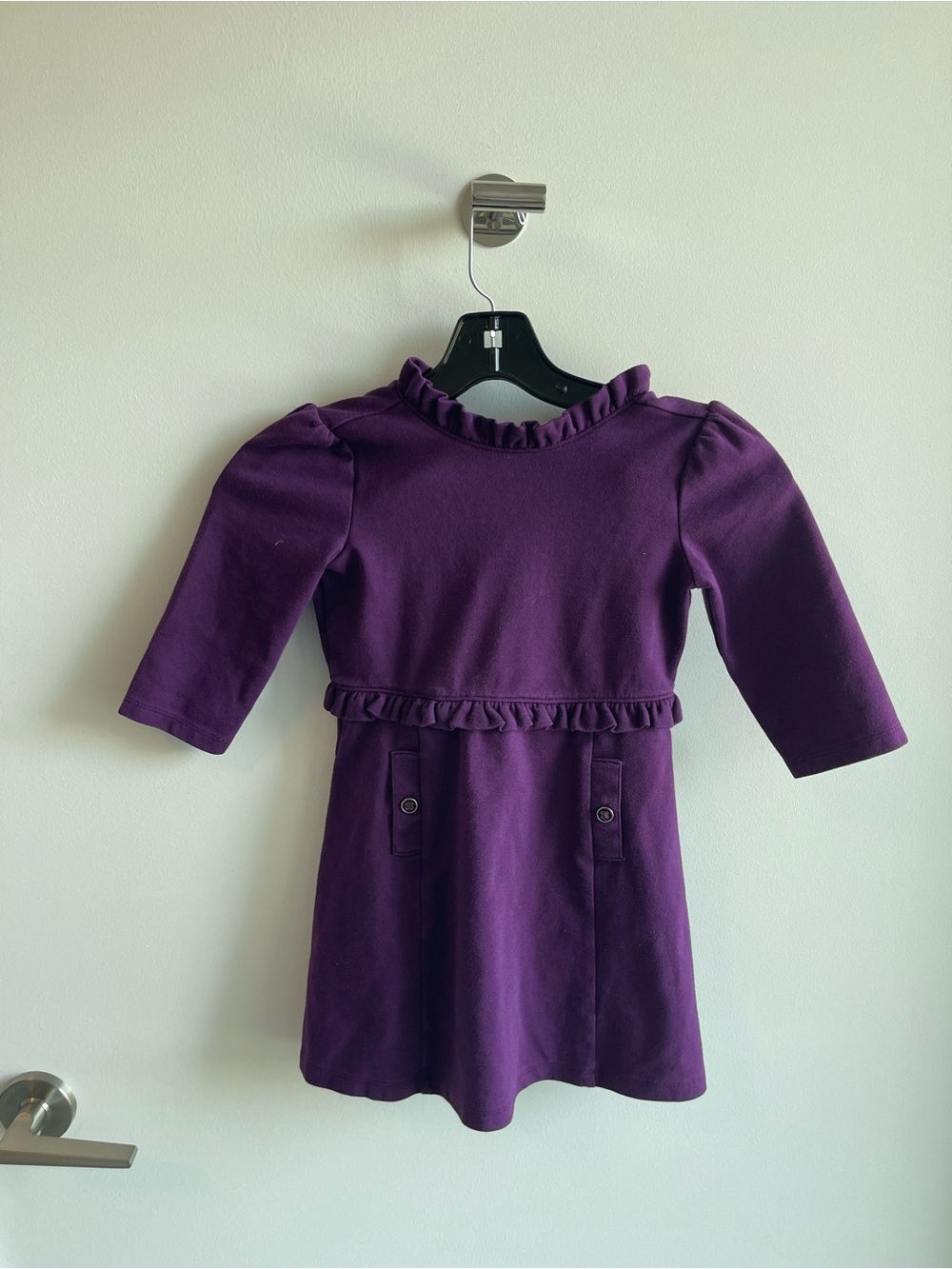 Janie & Jack Purple Ruffle Neck Long Sleeve Kids Dress